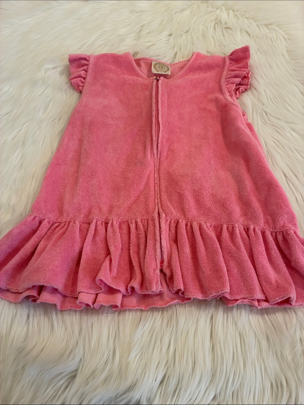 The Beaufort Bonnet Company Girls Pink Ruffle Swim Coverup